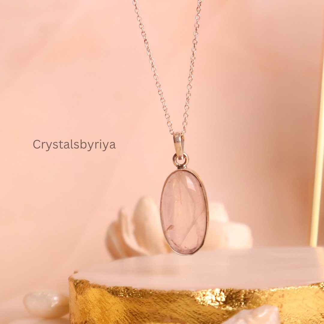 Rose Quartz Silver Pendant — image 3