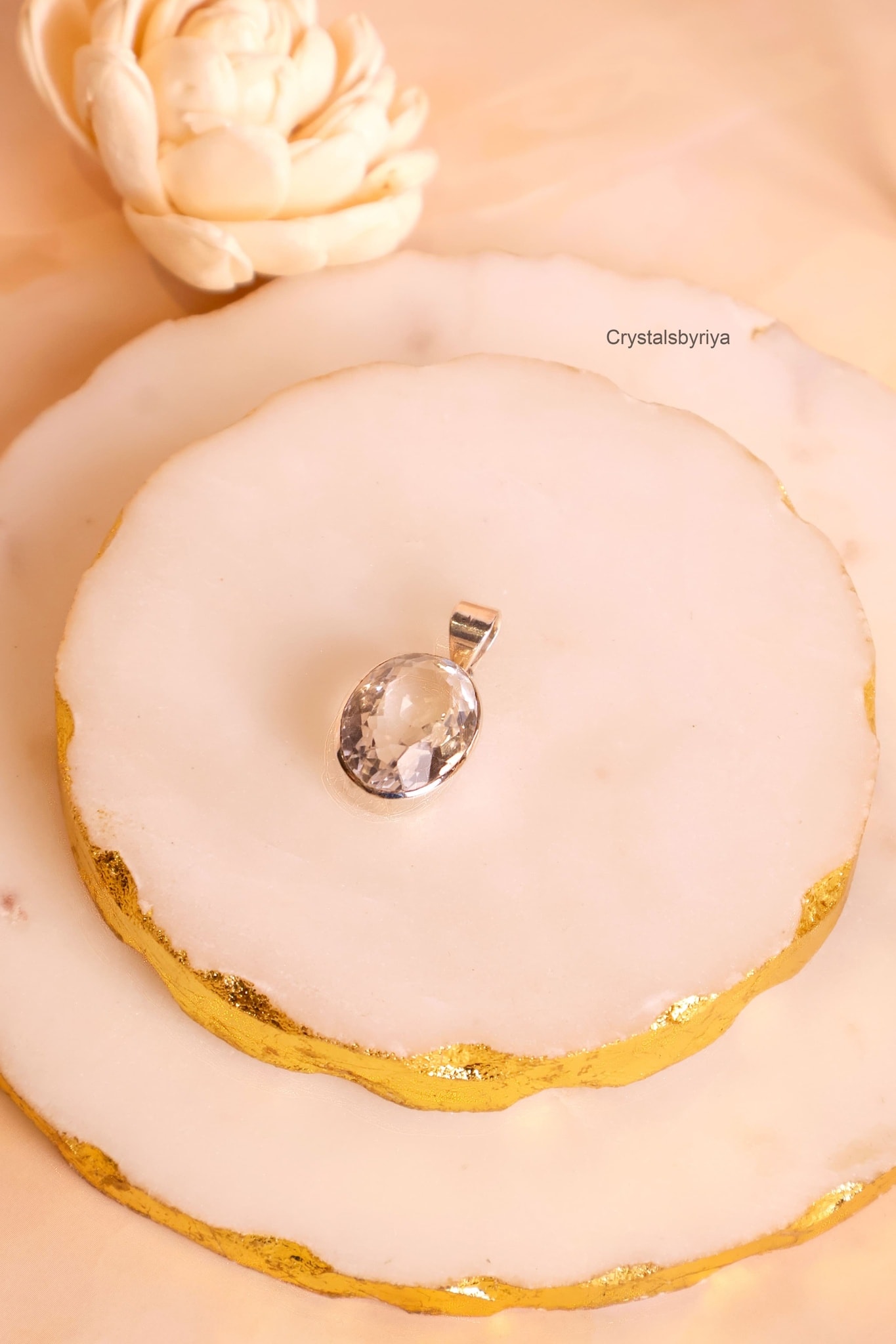 Clear Quartz Silver Faceted Pendant — image 3