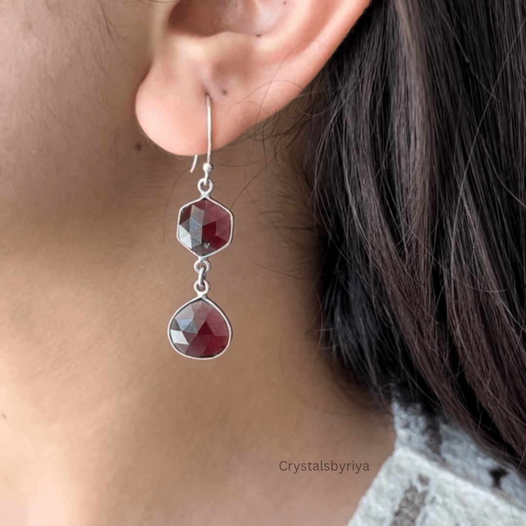 Red Garnet Silver Earrings — image 5