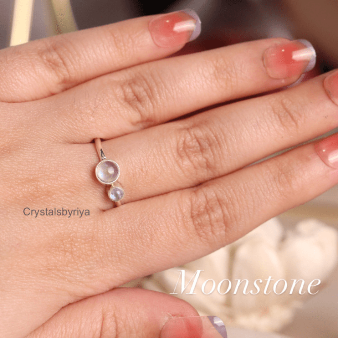 Rainbow Moonstone silver ring — image 7