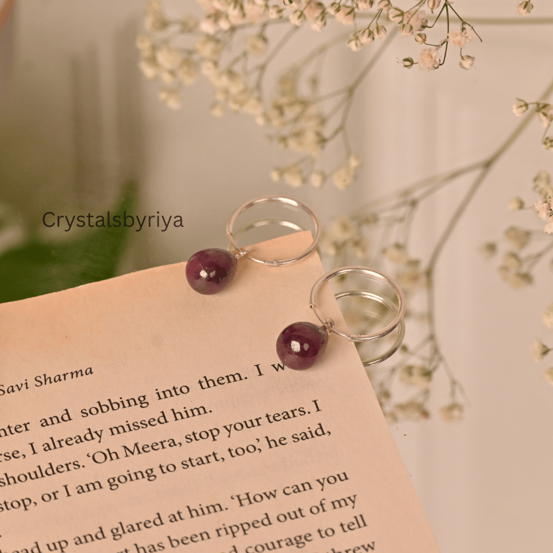 Red Garnet Silver Earrings — image 4