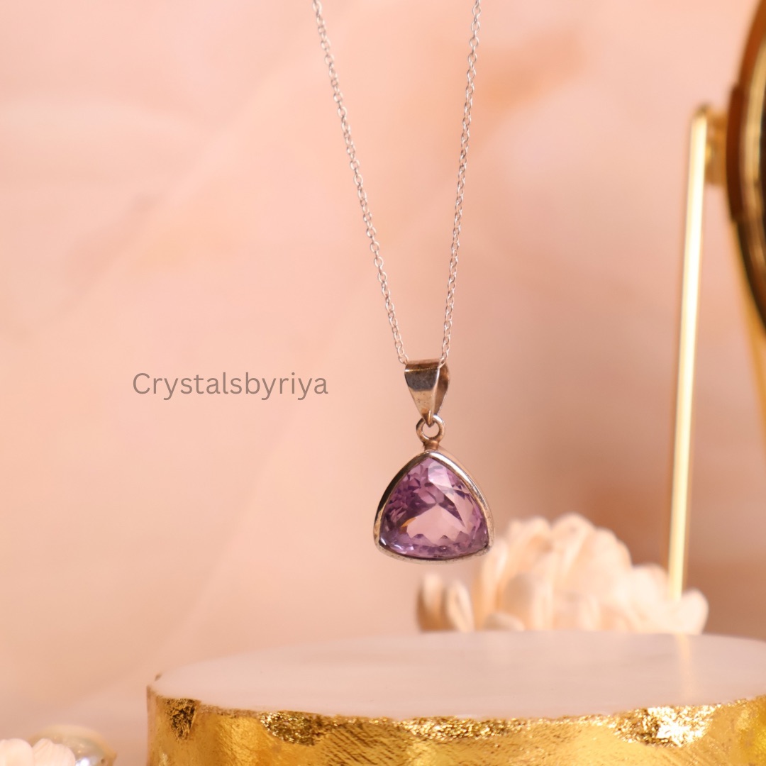 AMETHYST SILVER FACETED PENDANT